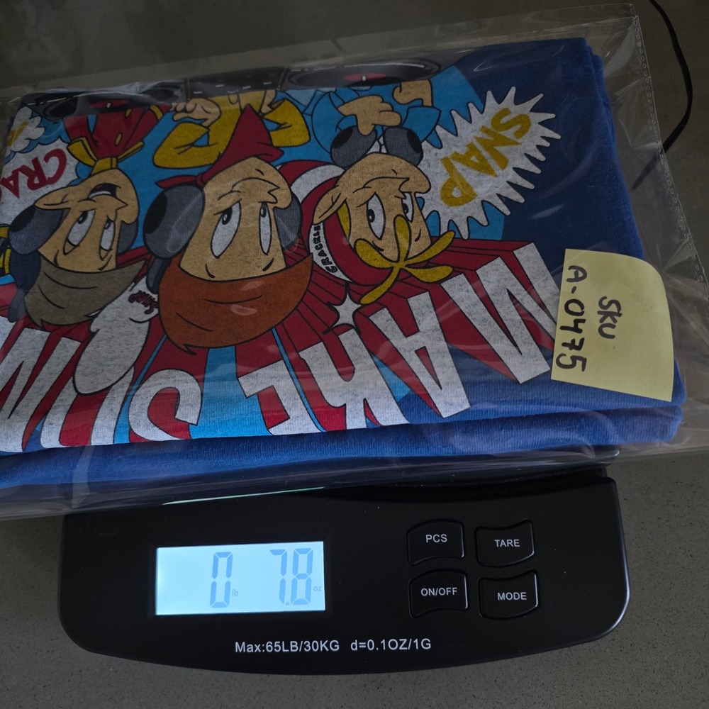 Kelloggs Rice Krispies Snap Crackle Pop Make Some Noise Blue Graphic Tee Mens M - Picture 8 of 8